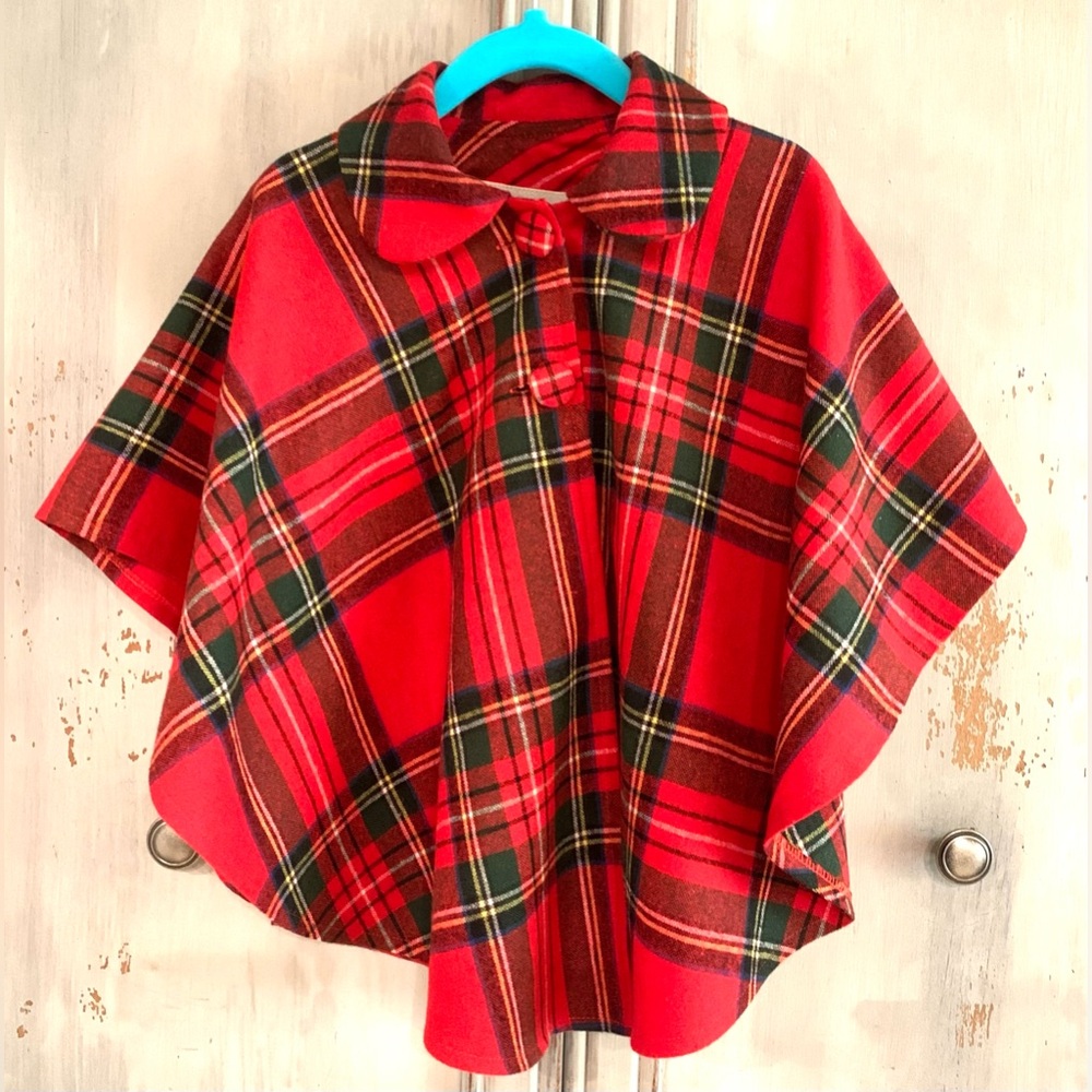 O’Neil Of Dublin Royal Stewart Red Tartan Plaid Cape Poncho Sz XS